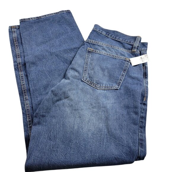 Old Navy Jeans Men’s 34x33 Tag 34x34 Loose Blue Distressed Denim - Picture 1 of 5